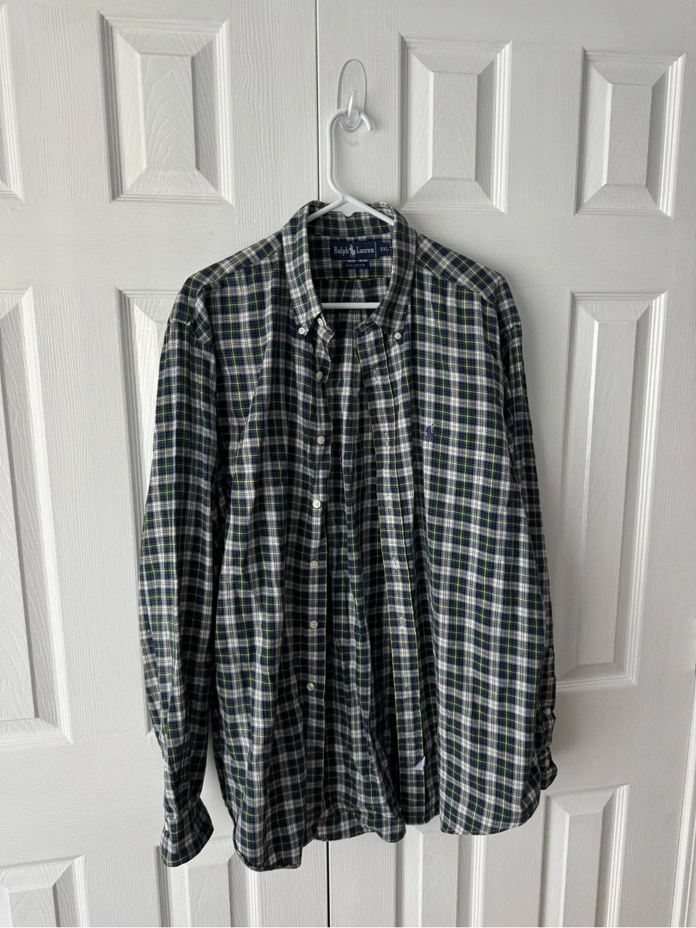 Polo Ralph Lauren Vintage Plaid Flannel Button Down XXL 90s Dress Shirt Luxury
